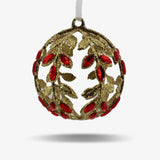 Shatterproof Gold Ball Ornament with Gems - Set of 6.
