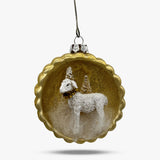 Antique Gold Mercury Glass Ball Ornament with Lamb -Set of 8