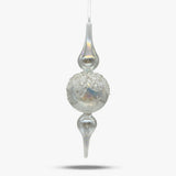 Snow-Caped Iridescent Clear Finial Glass Ornament - Set of 4