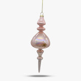 Iridescent Pink Oval Finial Glass Ornament