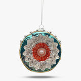 Reflector Glass Ball Ornament with Pearl Set - Multi-Color
