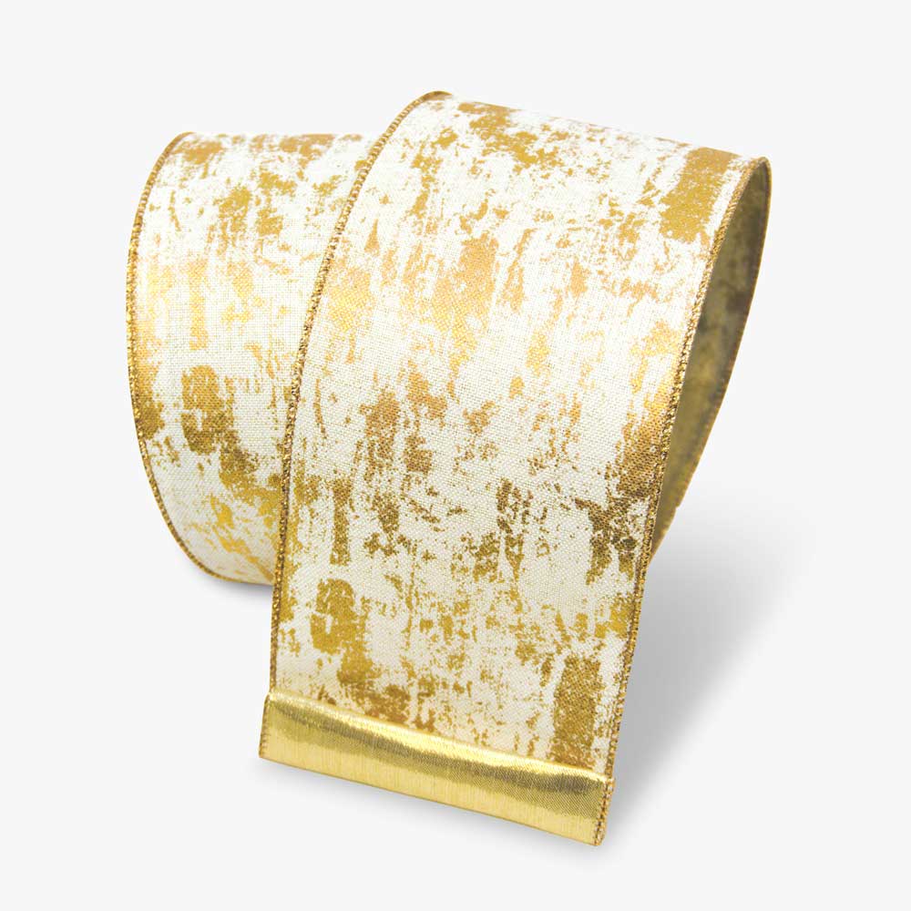 Ivory and Gold Leaf Foil Ribbon