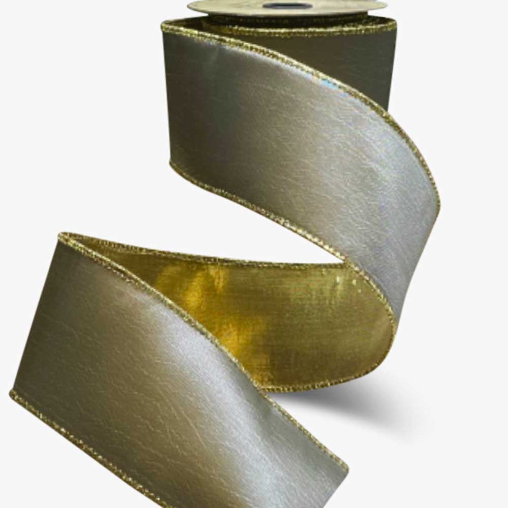 Grey Royal Taffeta with Gold backing ribbon