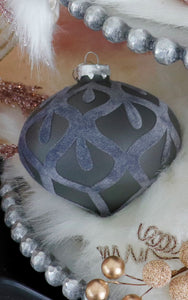 Grey Velvet Glass Onion Ornament