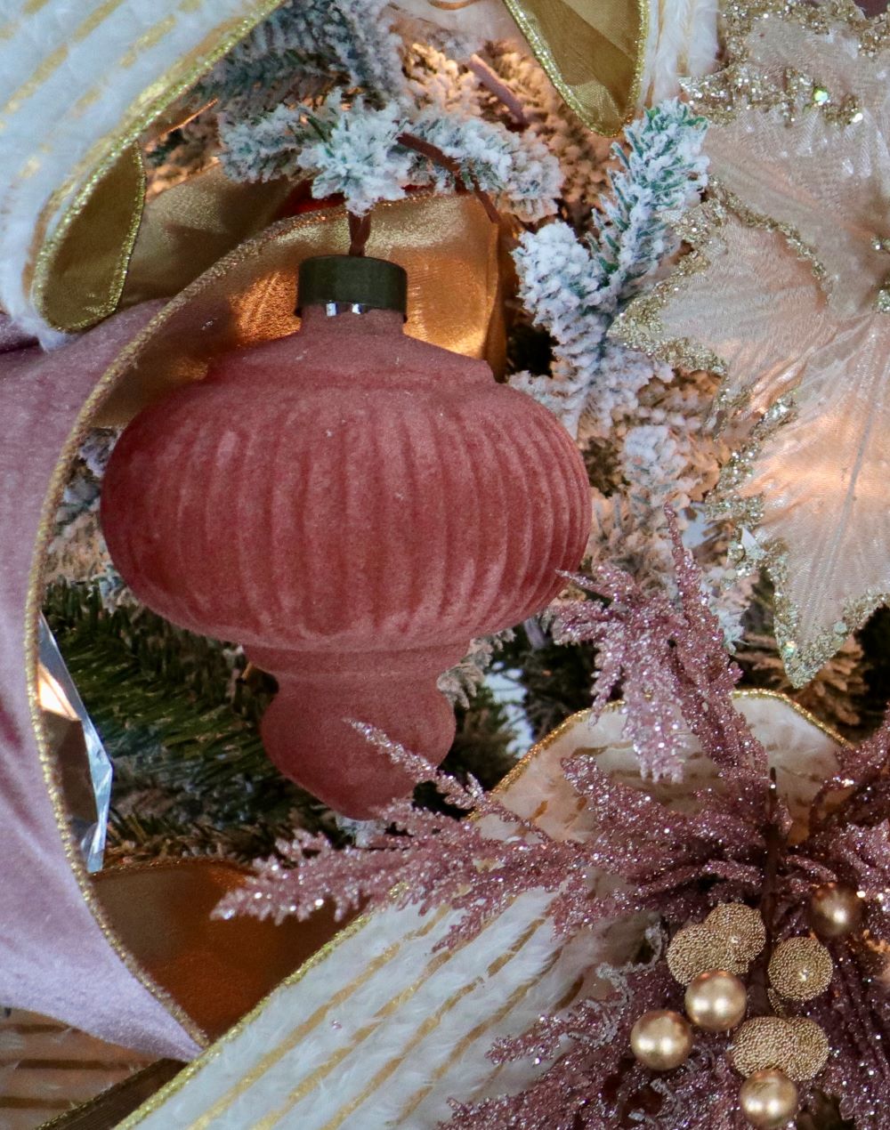 Pink Velvet Glass Onion Ornament