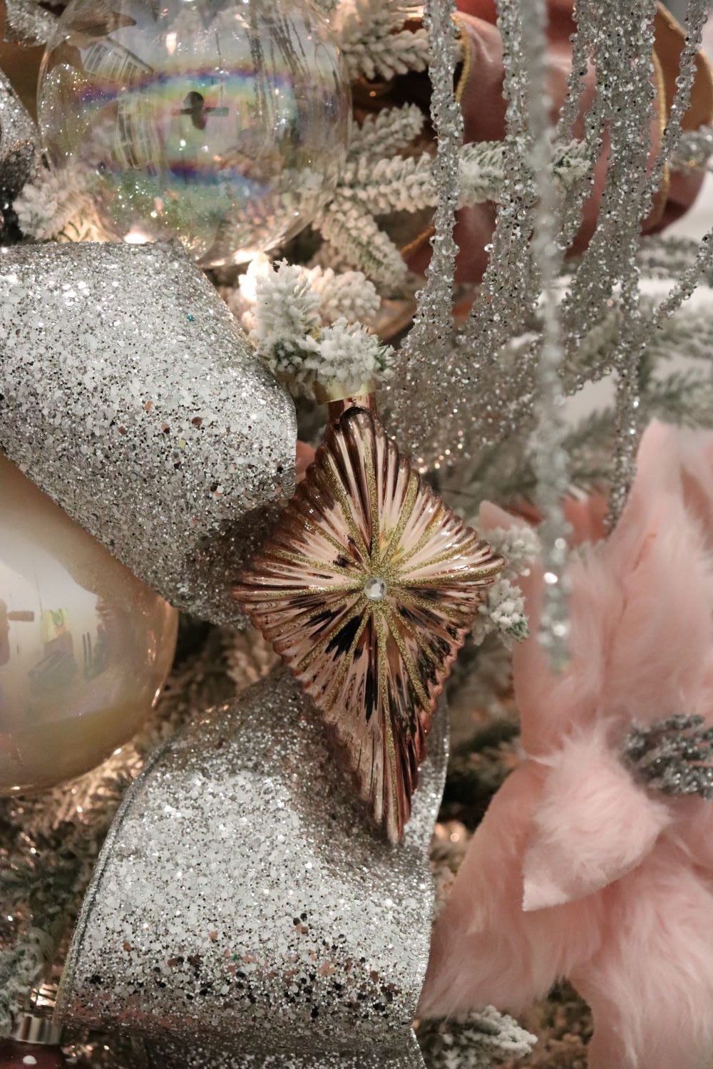 Star of Bethlehem Metallic Pink Glass Ornament