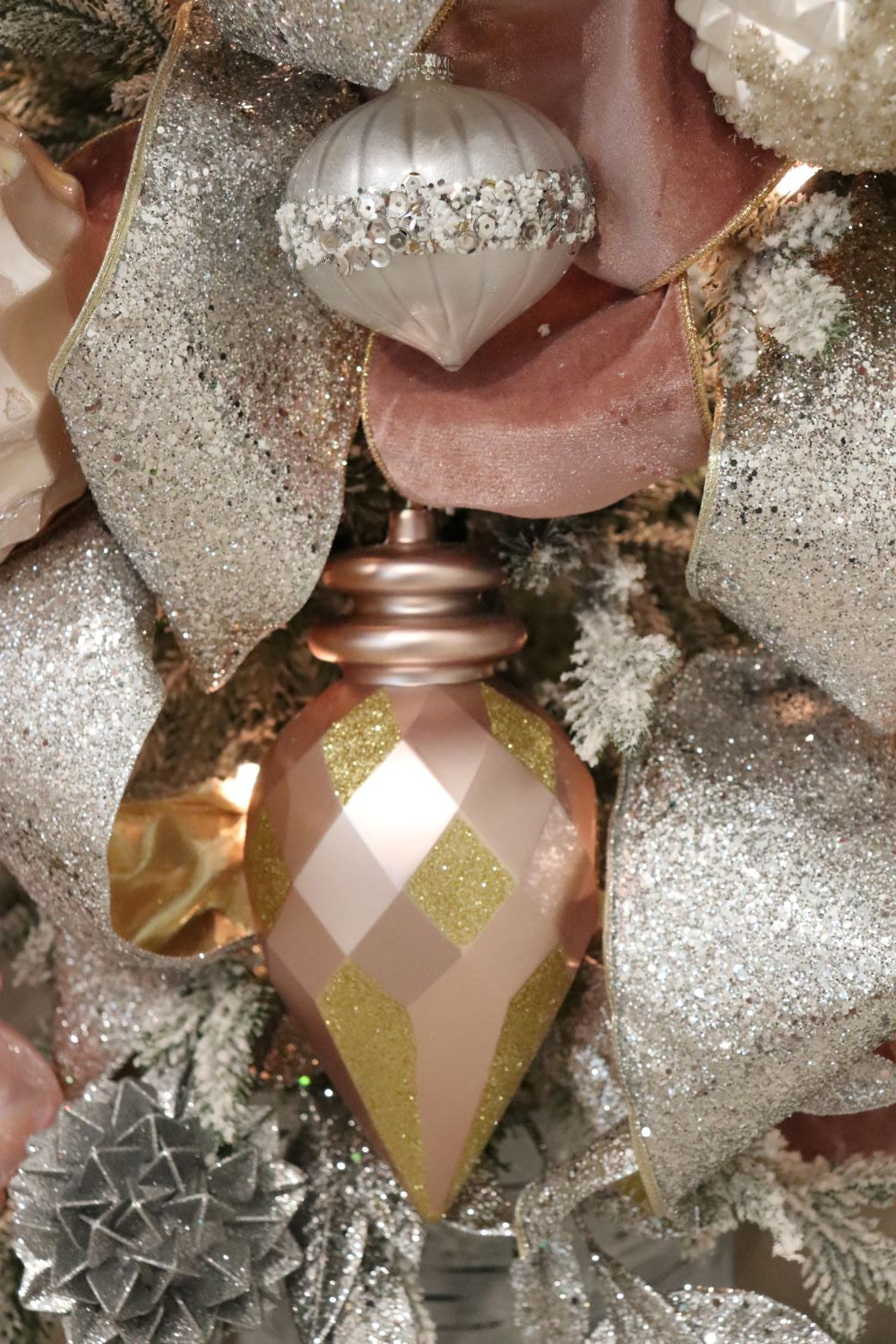 Shatterproof Pink & Gold Finial Ornament