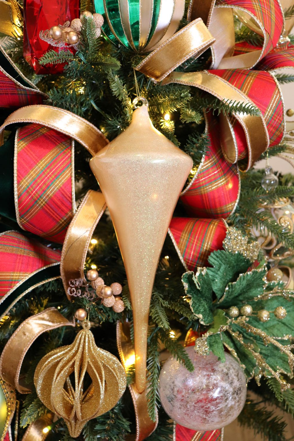 (Copy) Gold Shimmer Finial Glass Ornament