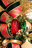 Red and green plaid ribbon with gold backing