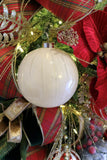 Blush Pale Pink Striped Glass Ball Ornament - Set of 4