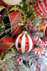 Peppermint Striped Glass Ball Ornament - Set of 6