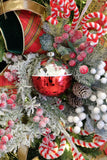 Red & Silver Glass Ball Ornament - Set of 4