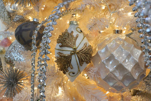 Gold Leaves Finial Glass Ornament