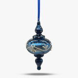 Blue & Silver Finial Glass Ornament