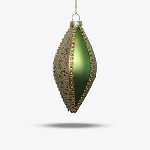 Green Jeweled Finial Glass Ornament