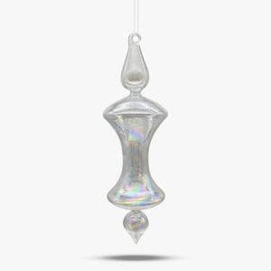 Unique Form Iridescent Clear Finial Glass Ornament