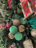 Shatterproof Sprinkled Ridged Glitter Ball Ornament - Set of 6
