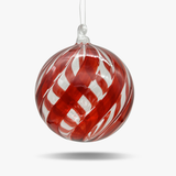 Red & Clear Striped Glass Ball Ornament - Set of 4