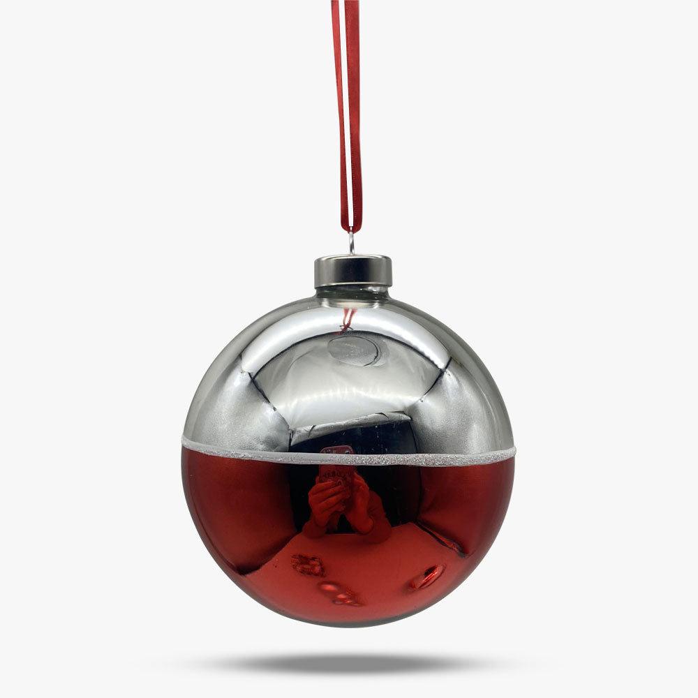 (Copy) Red & Silver Glass Ball Ornament - Set of 4