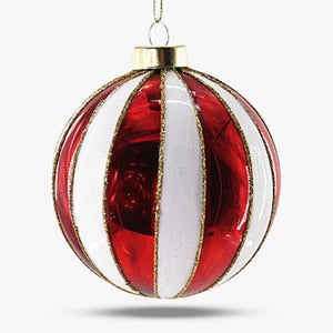 Peppermint Striped Glass Ball Ornament - Set of 6