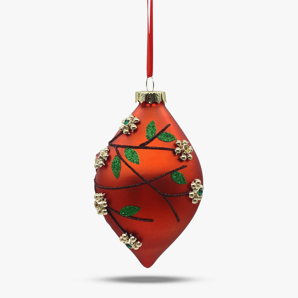 Red Vine Finial Glass Ornament