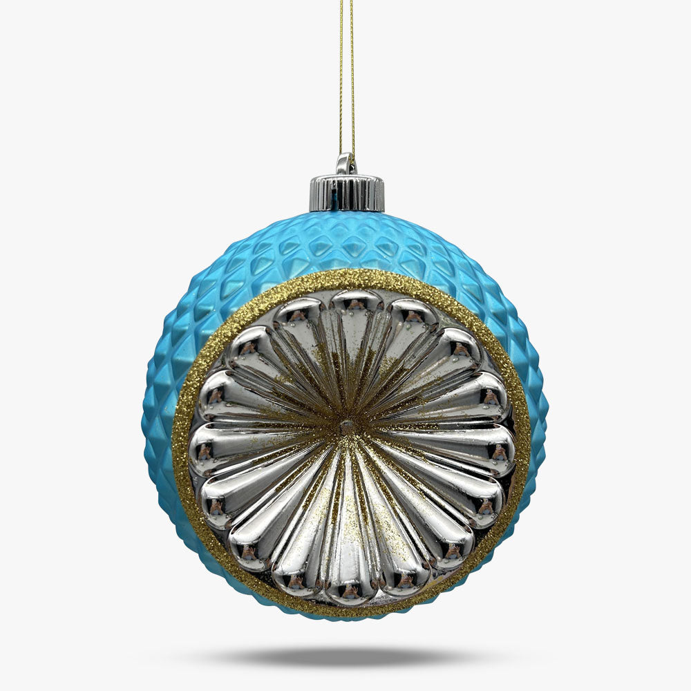 Shatterproof Blue & Silver Reflector Ball Ornament