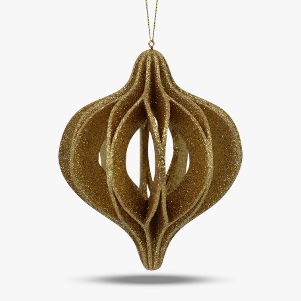 Shatterproof Gold Glitter Onion Ornament - Set of 6