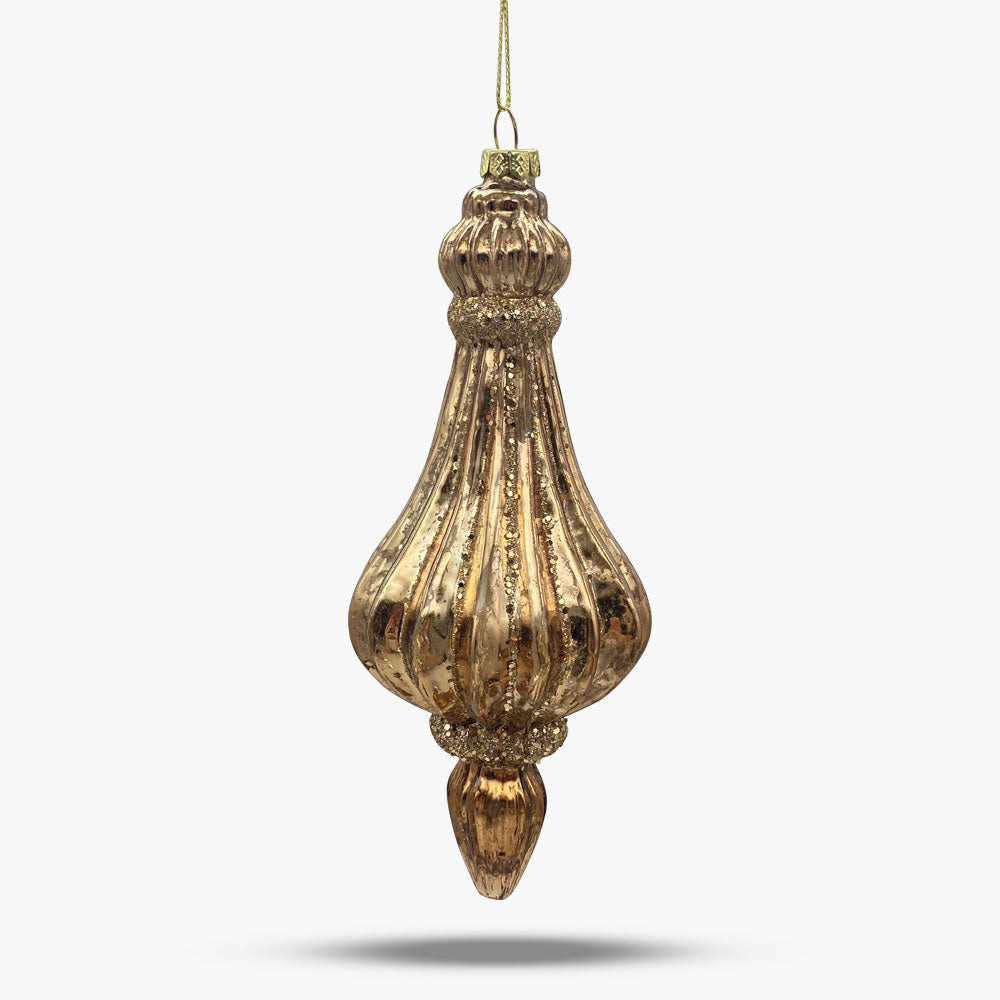 (Copy) Metallic Vintage Bronze Finial Glass Ornament