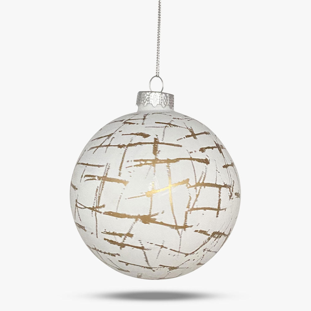 White & Gold Glass Ball Ornament - Set of 6