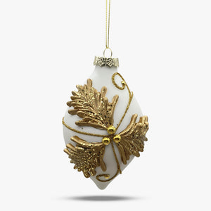 Gold Leaves Finial Glass Ornament